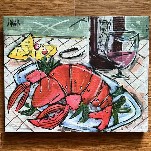 JOANNA Art 20" x 16" Lobster Seafood on Plate Canvas Ready to Hang - Picture 7 of 7